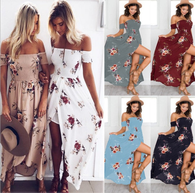 Boho Off Shoulder Sommer Strandkleid