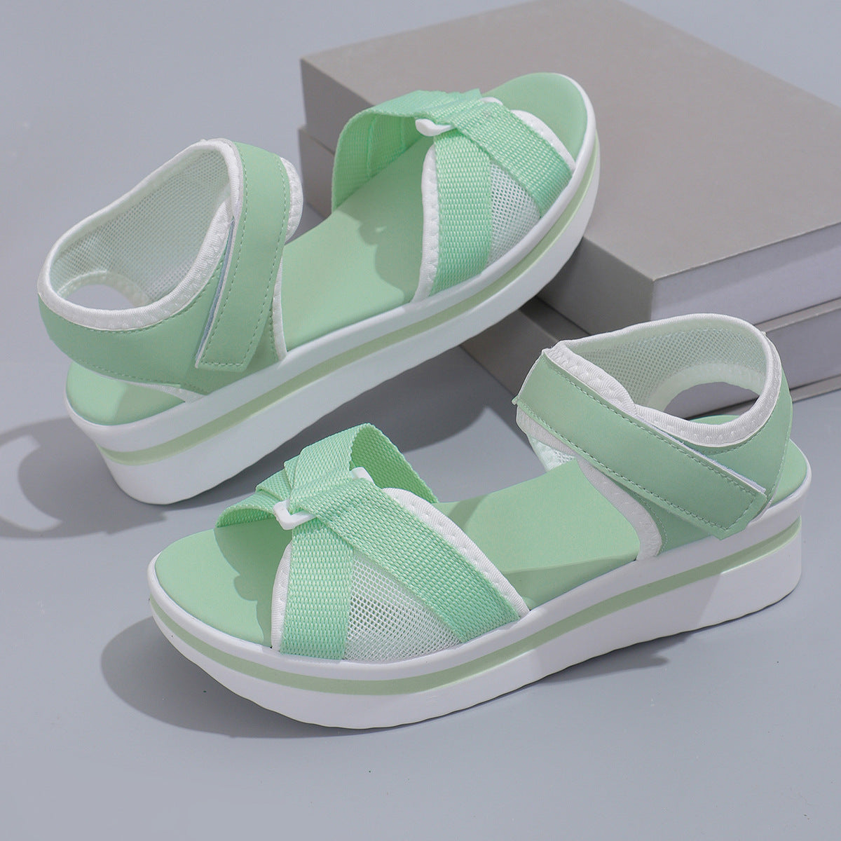 Mesh Cross-Strap Velcro Beach Sandals