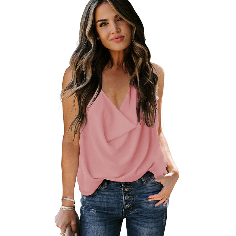 Loose V-Neck Chiffon Tank Top Women