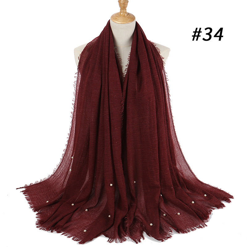 Cotton Linen Crumpled Monochrome Scarf