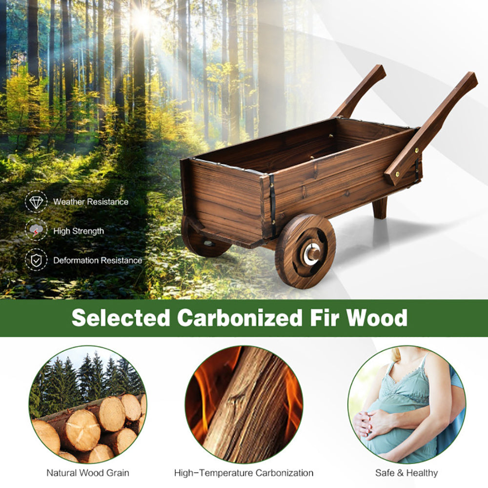 Wooden Wagon Planter Box w/ Wheels
