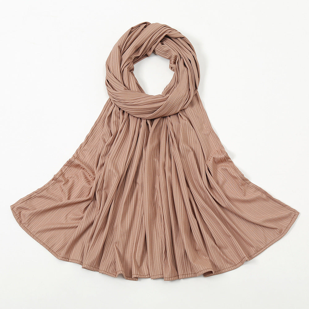 Striped Cotton Knit Scarf for Women