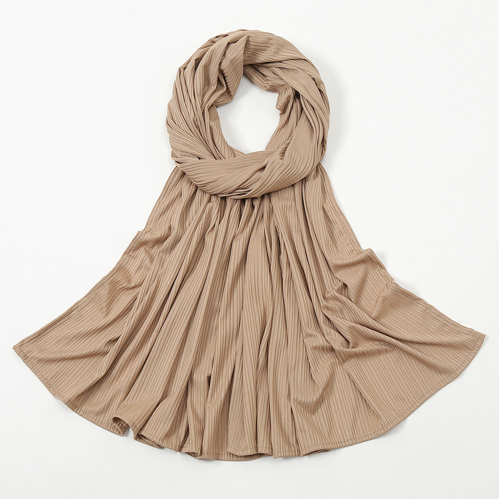 Striped Cotton Knit Scarf for Women