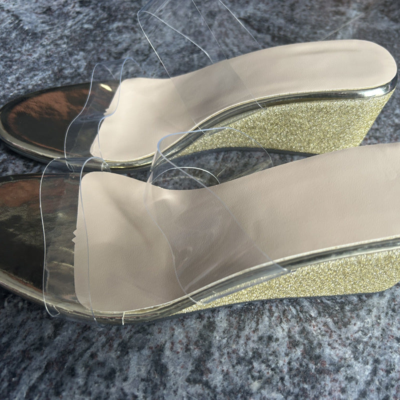Transparent Wedge High Heel Sandals