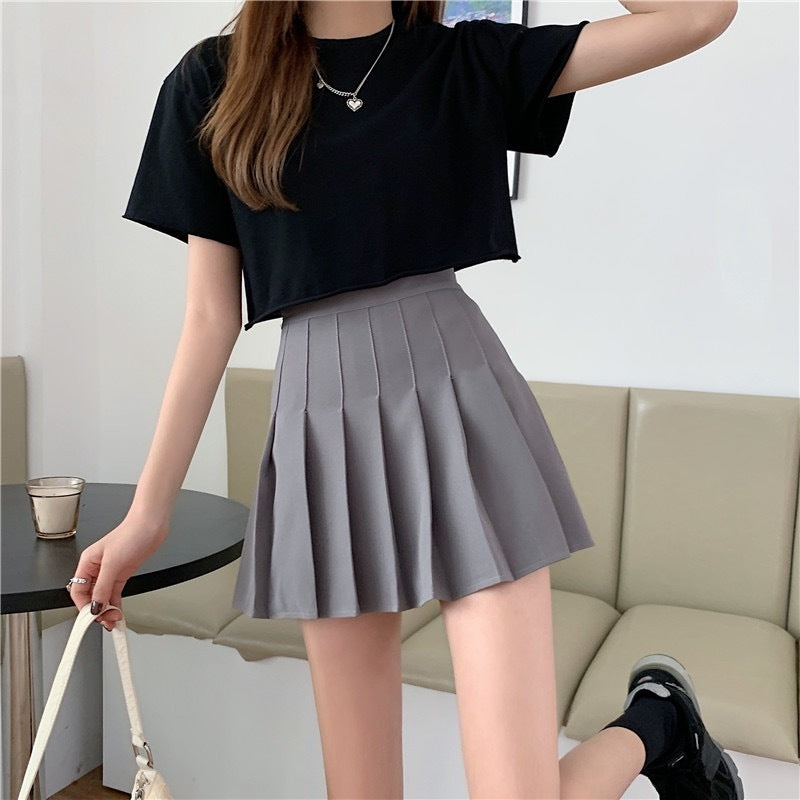 Plaid Pleated High Waist Slim Skirt