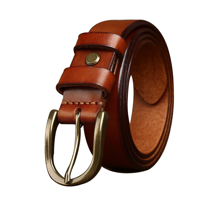 Retro Copper Buckle Belt for Men 3.3CM