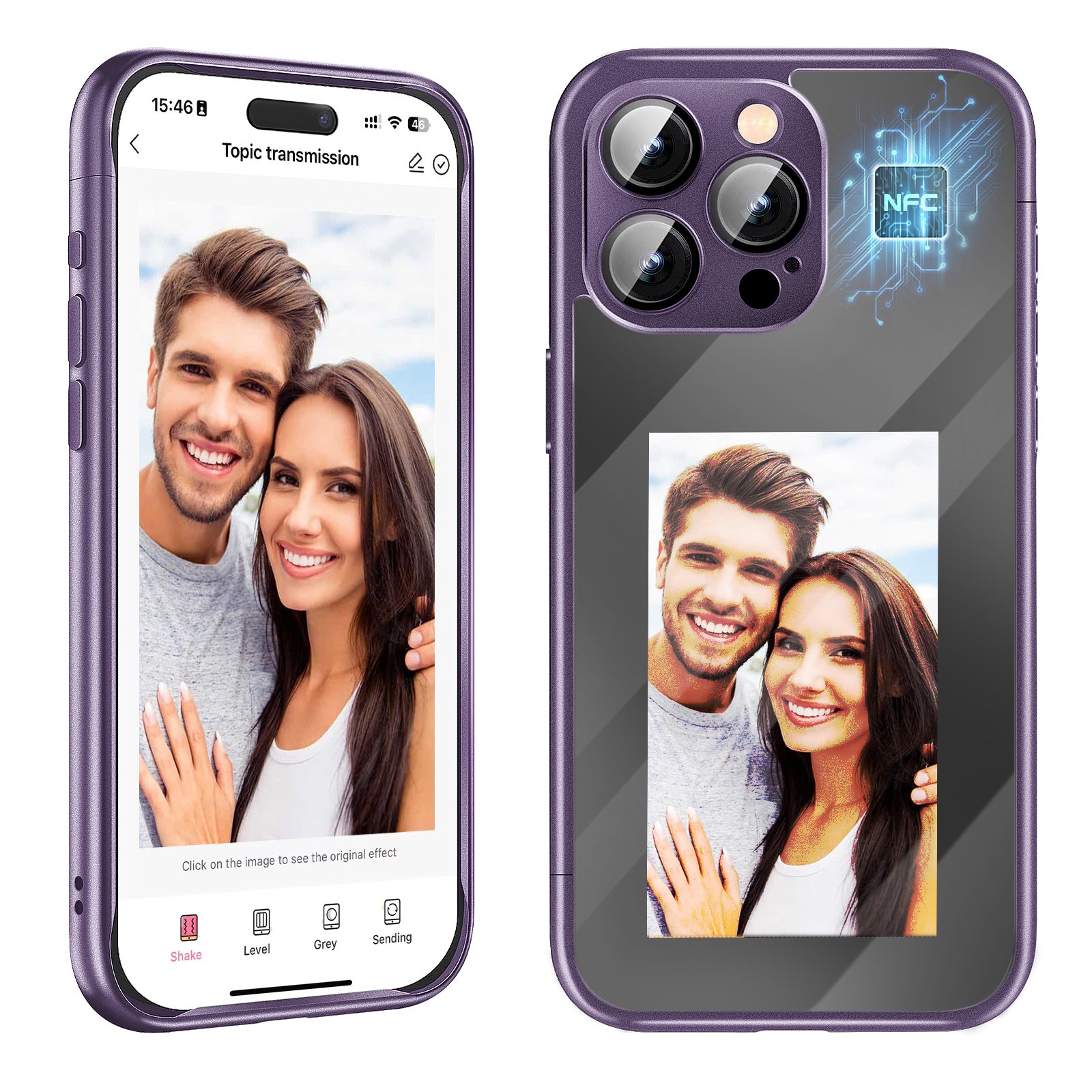 Étui à rabat intelligent NFC E-Ink pour iPhone 15 Pro Max