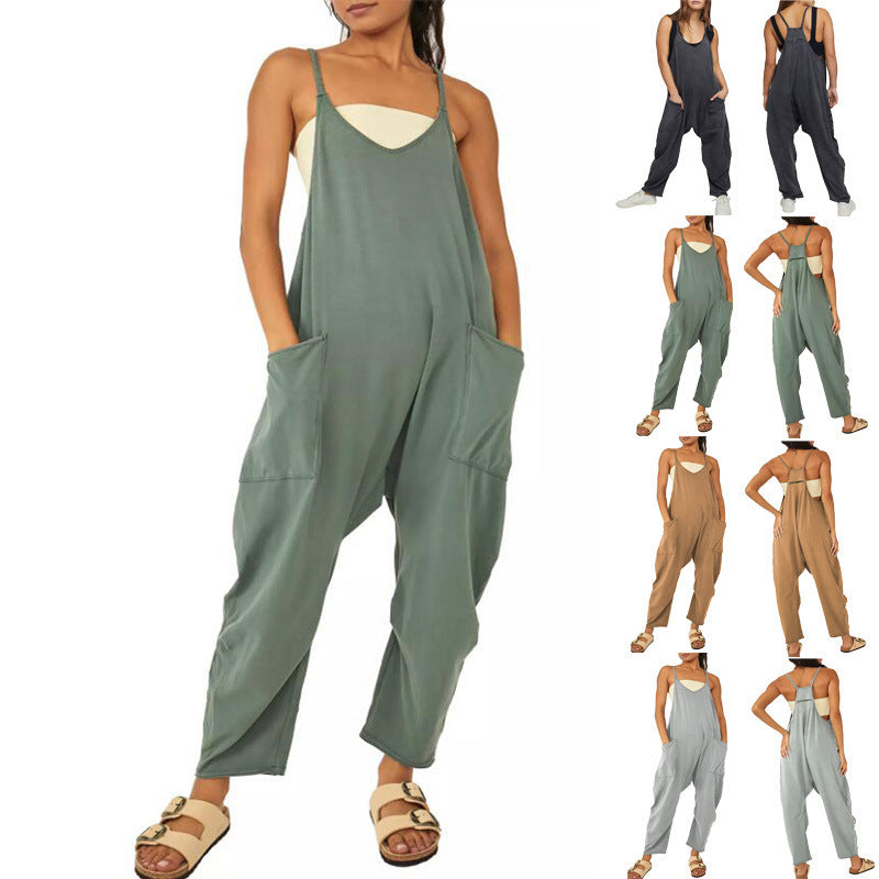 Ärmelloser Sommer-Overall mit Taschen