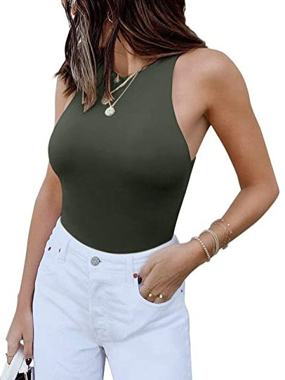 Sleeveless Halter Neck Bodysuit Top