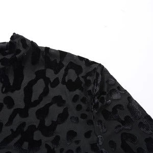 Schwarzer Netz-Body mit Leopardenmuster