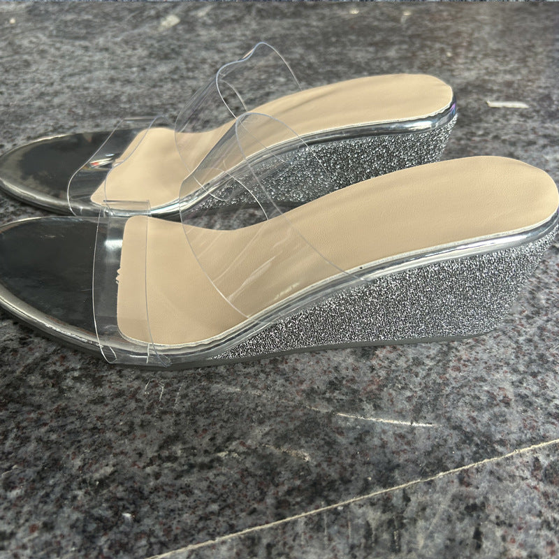 Transparent Wedge High Heel Sandals