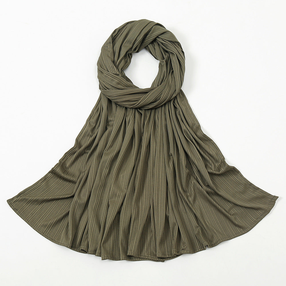 Striped Cotton Knit Scarf for Women
