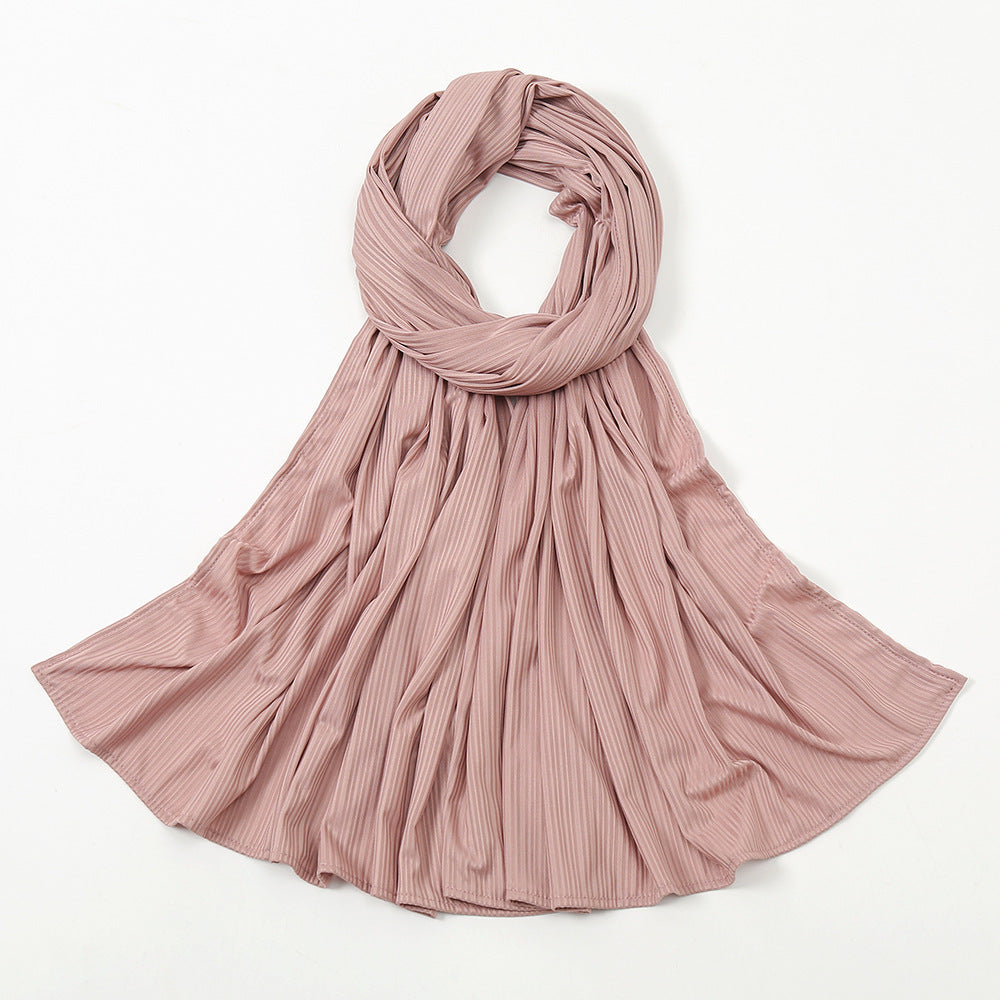 Striped Cotton Knit Scarf for Women