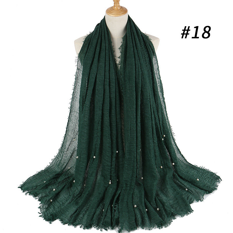 Cotton Linen Crumpled Monochrome Scarf