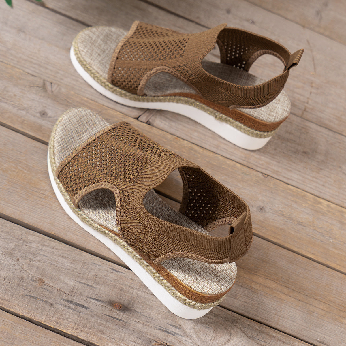 Women’s Summer Mesh Wedge Peep-Toe Sandals