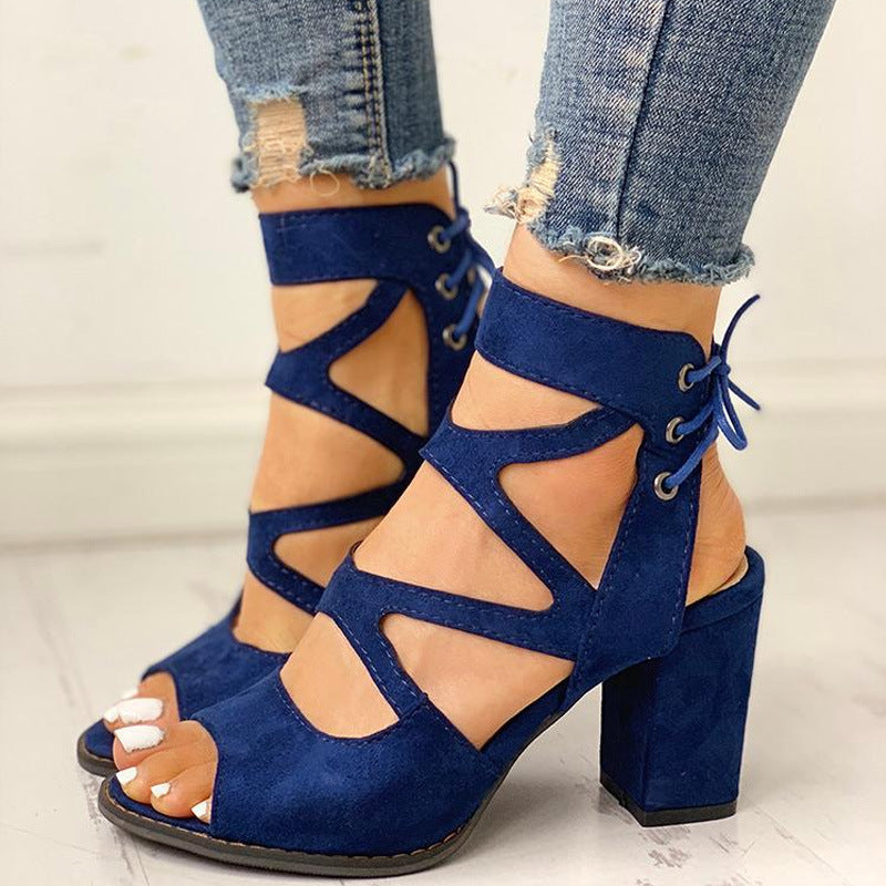 Thick Heel Fish Mouth Sandals Women