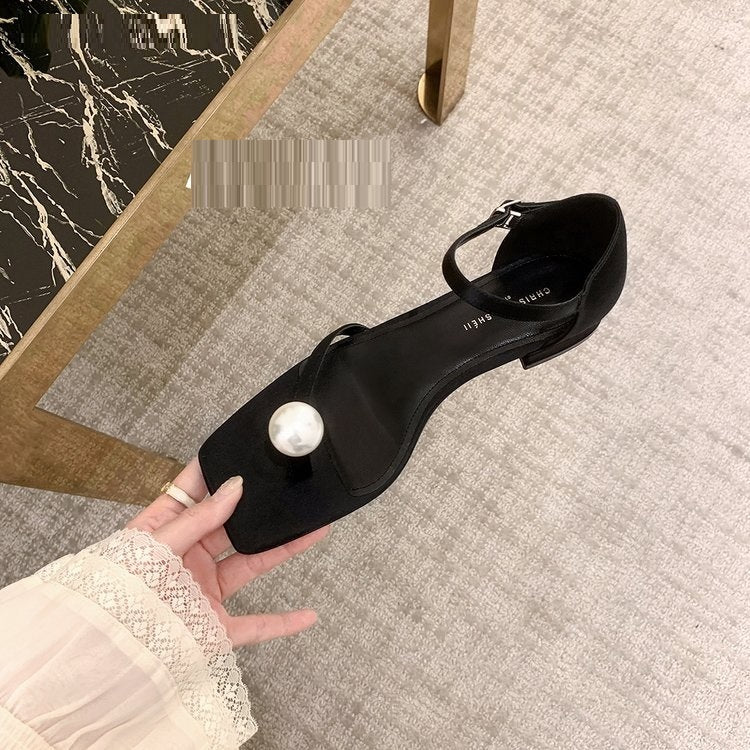 Fairy Style Pearl Flip-Toe Sandals Women