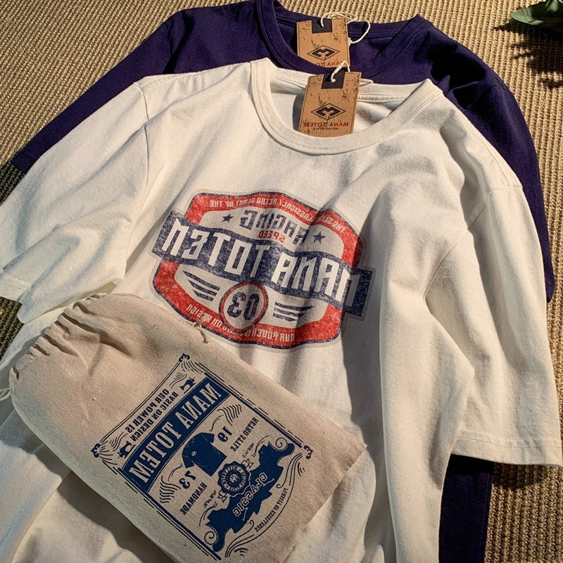Loses T-Shirt mit Retro-Mädchen-Print für Herren