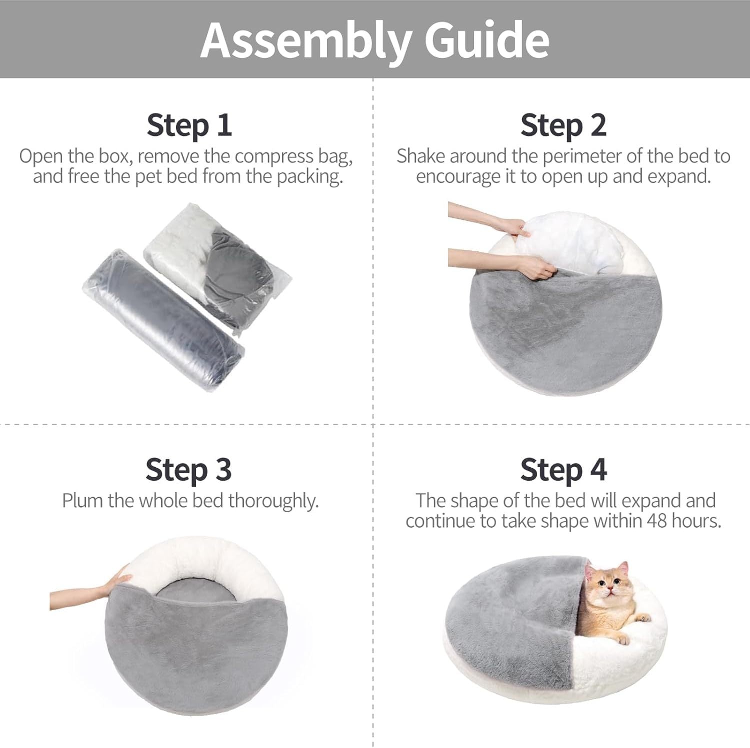 MEWOOFUN Enclosed Cat Bed Cave 22"x22"