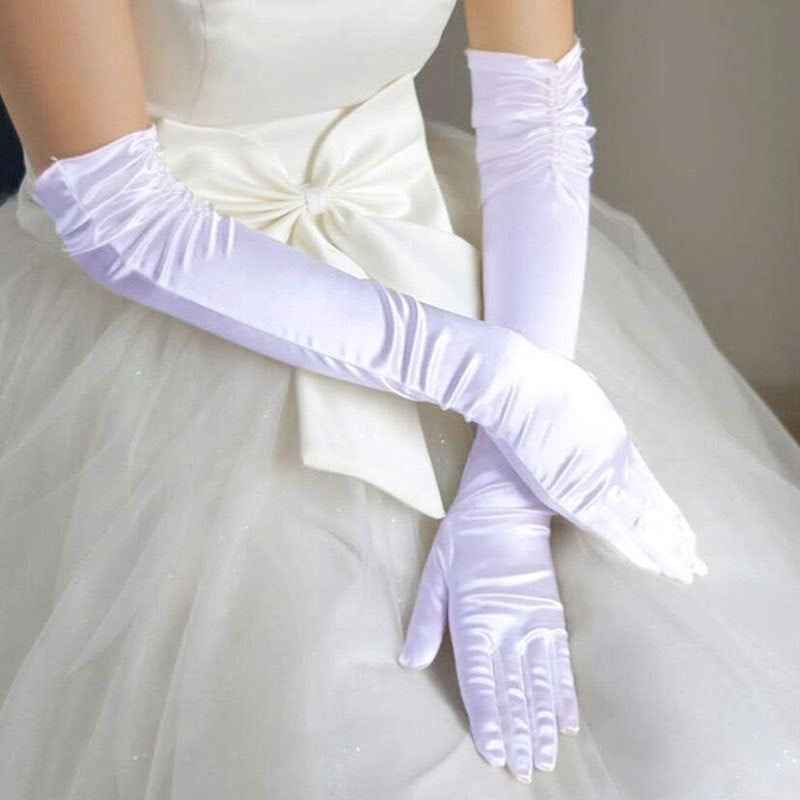 Perlenbesetzte Satin-Brauthandschuhe