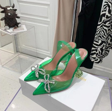 Transparent PVC Bow Pointed Toe Sandals