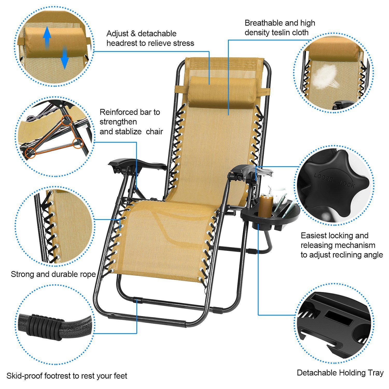 2-Pack Zero Gravity Lounge Chairs