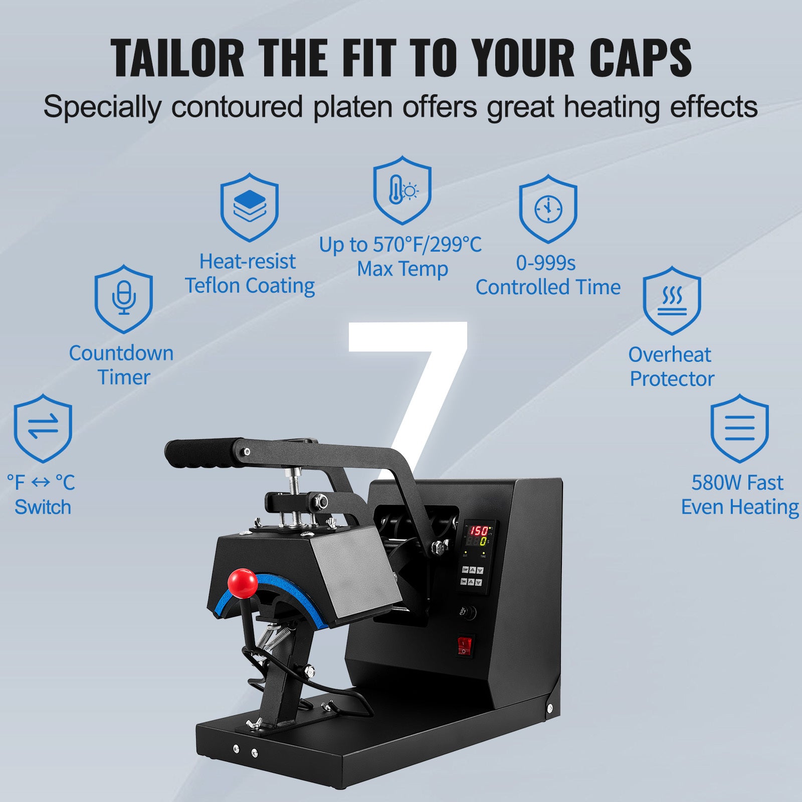 VEVOR 6x3in Hat Heat Press Machine