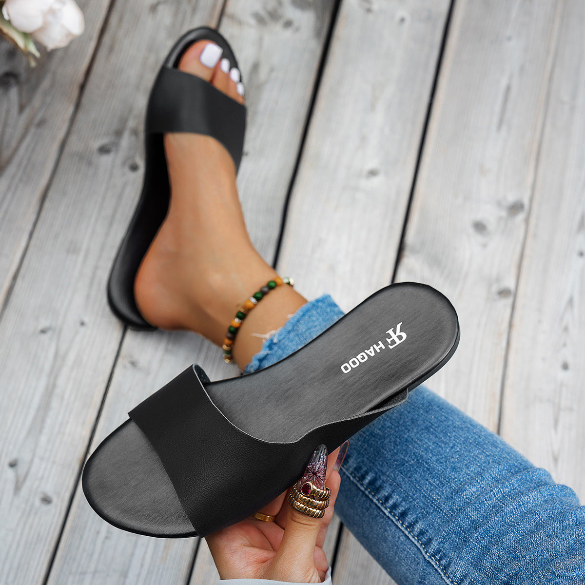 Fish Mouth Flat Slides Summer Sandals