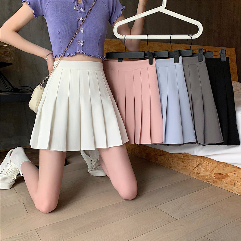 Plaid Pleated High Waist Slim Skirt