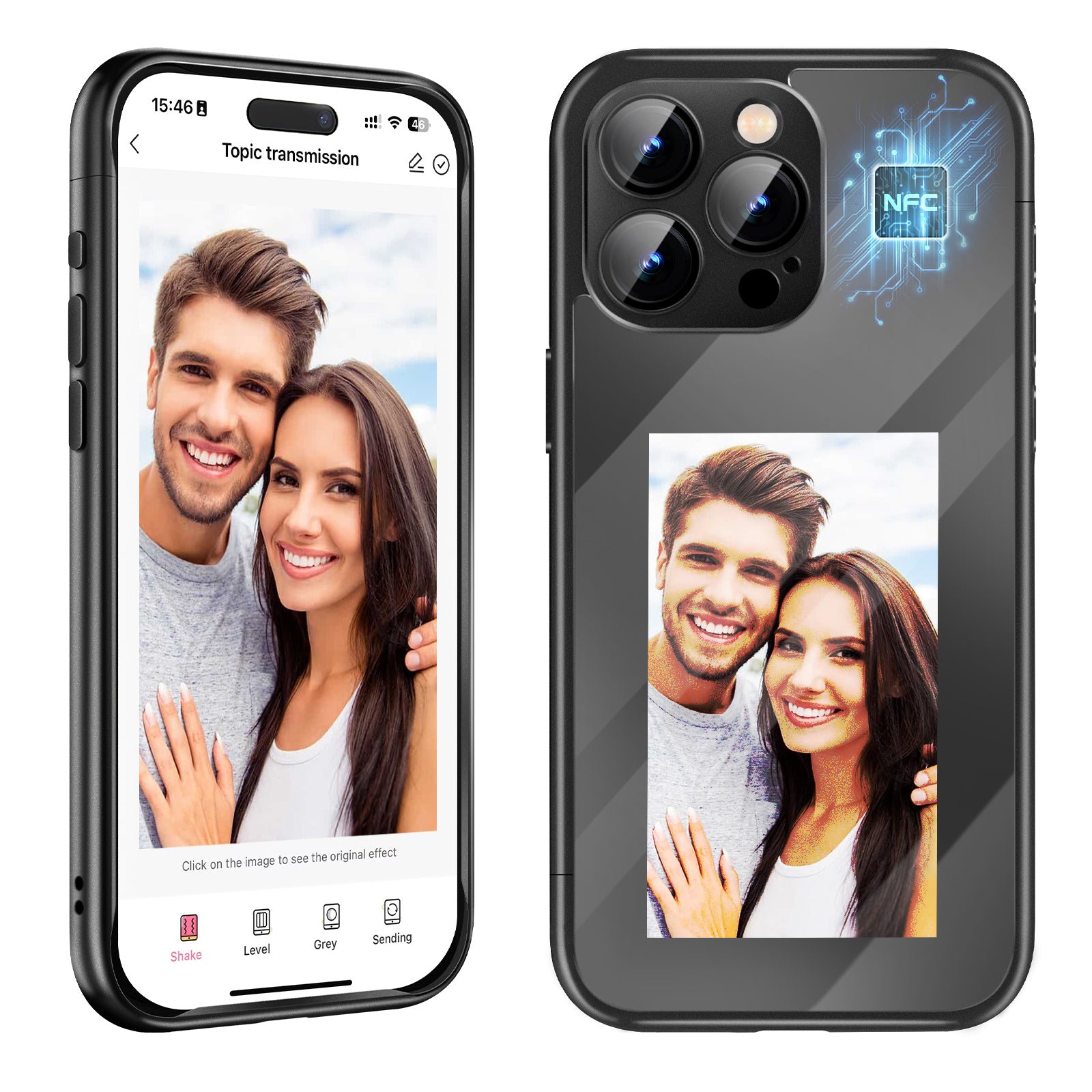 Étui à rabat intelligent NFC E-Ink pour iPhone 15 Pro Max