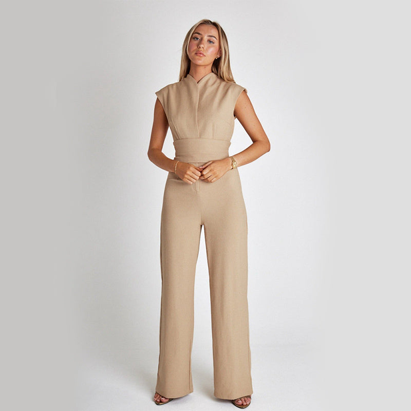 Eleganter Jumpsuit mit V-Ausschnitt und weitem Bein