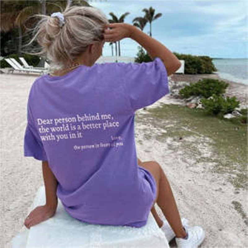 Women’s Letter Print Slogan Tee