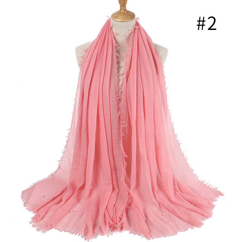 Cotton Linen Crumpled Monochrome Scarf