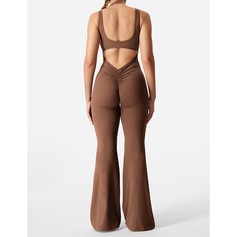Slim Fit Backless Hip Raise Jumpsuit