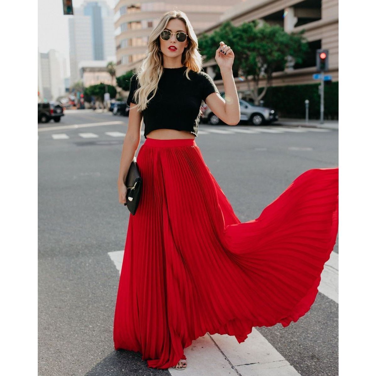Women Casual High Waist Long Skirt