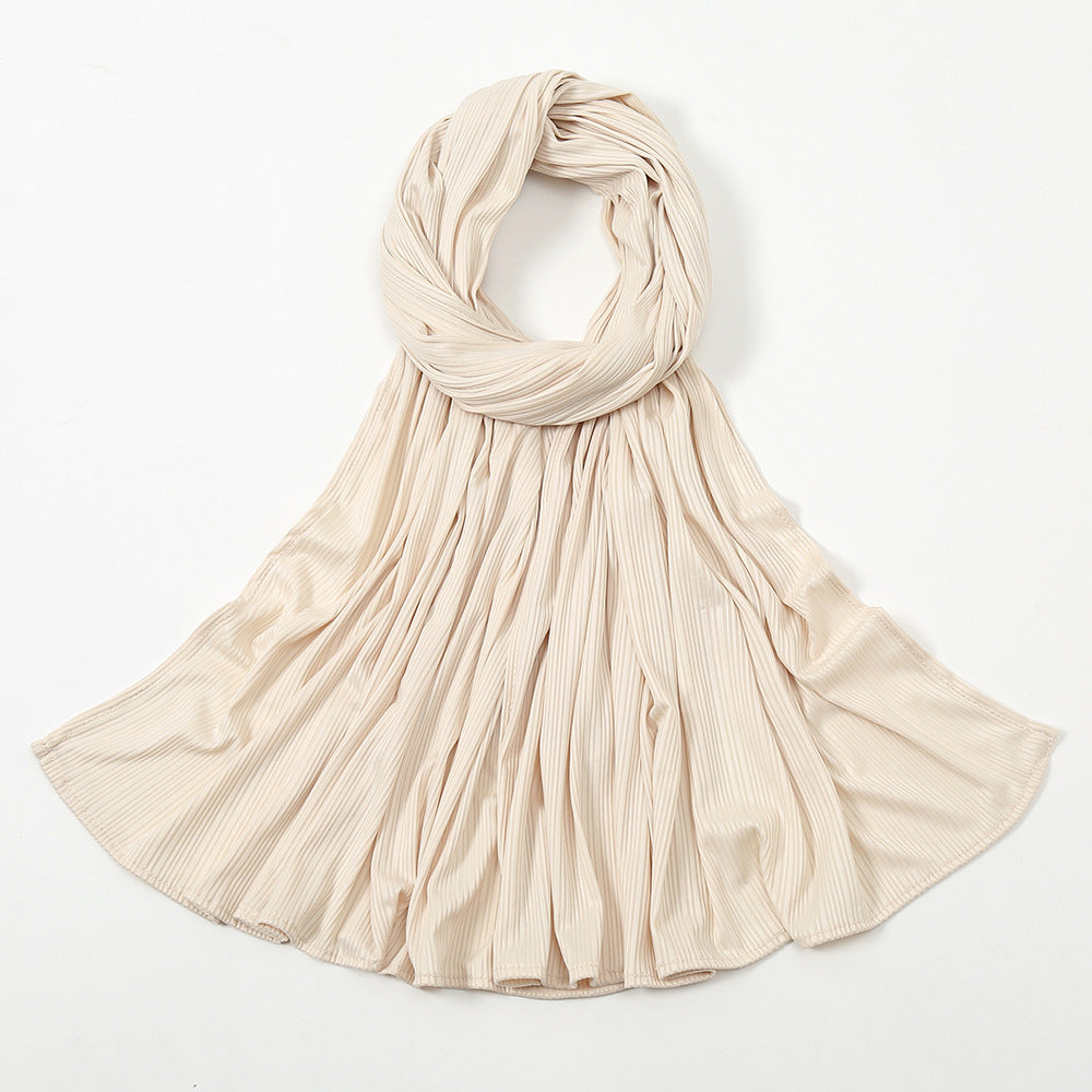 Striped Cotton Knit Scarf for Women
