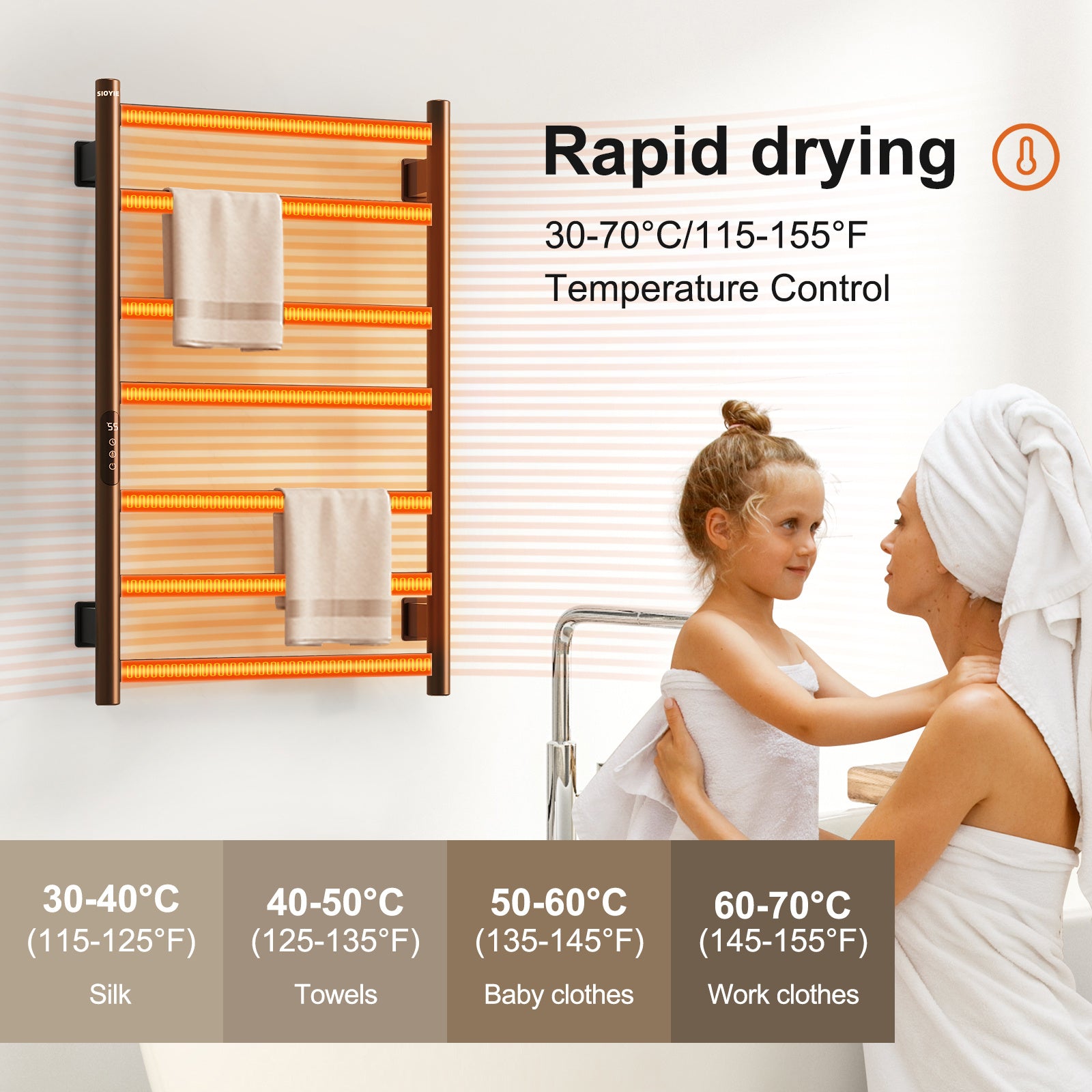 SIOYIE 6-Bar-Handtuchwärmer zur Wandmontage