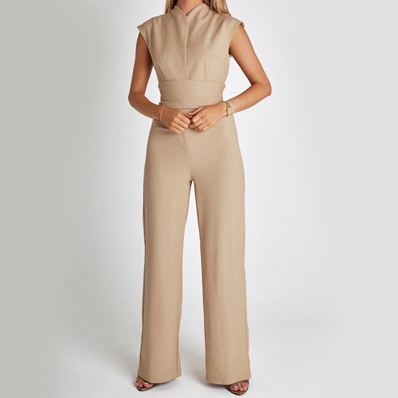 Eleganter Jumpsuit mit V-Ausschnitt und weitem Bein