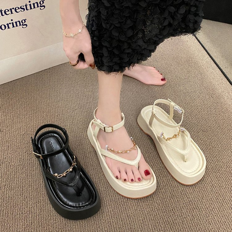 Vintage Pearl Chain Toeless Sandals