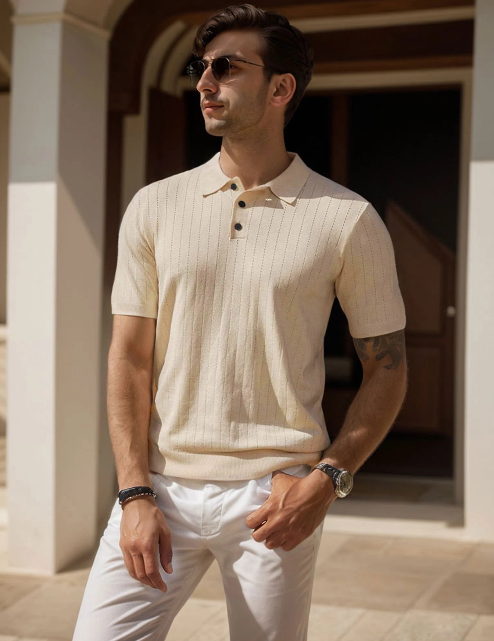Gestreiftes Polo-Strickshirt für Herren