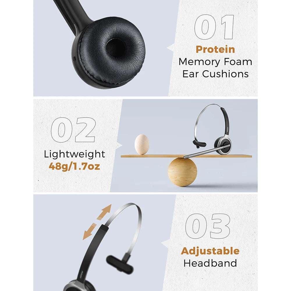 Mpow M5 Gray Wireless Headset with Mic