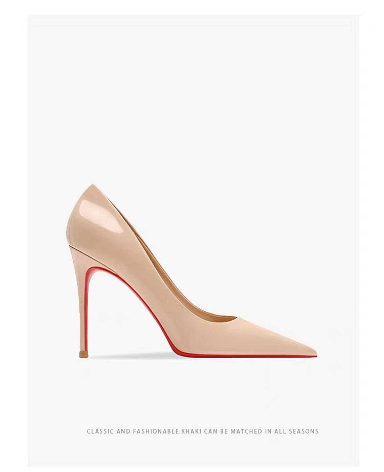Women's Pointed Low-cut Patent Leather High Heels