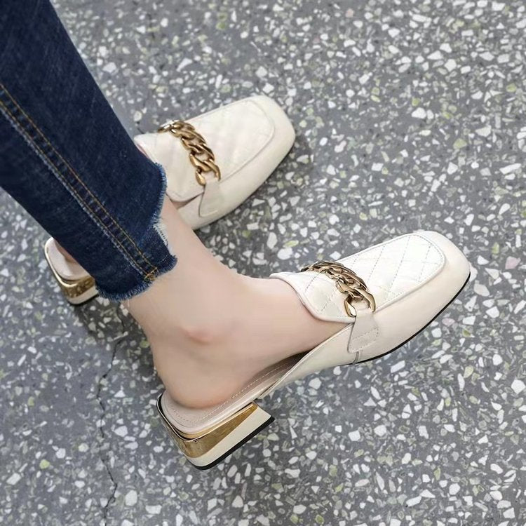 Mid Heel Toe Box Summer Slippers