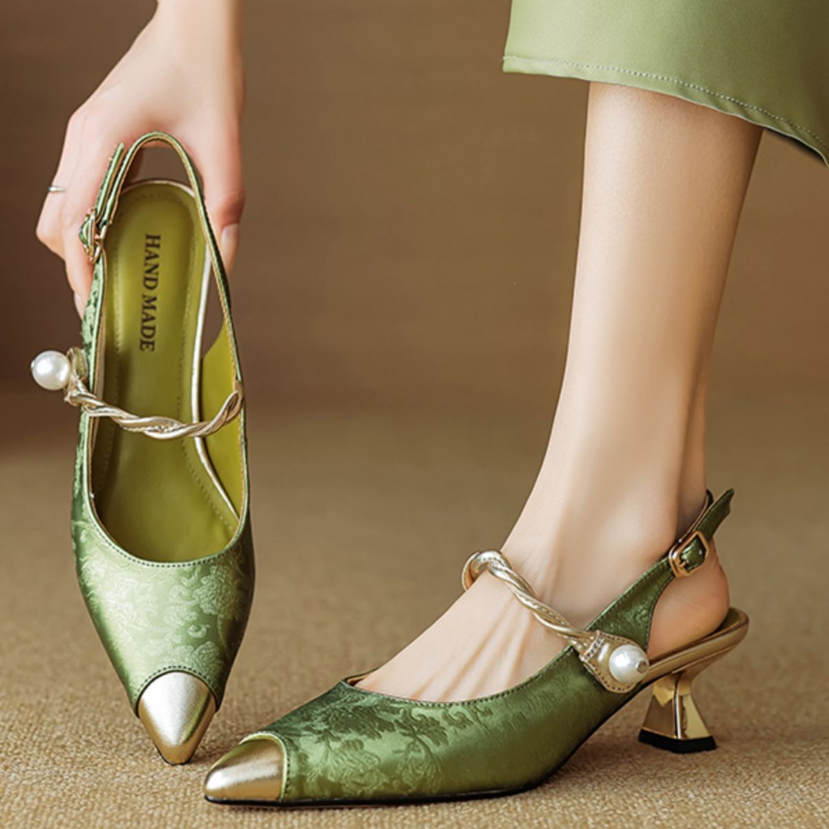 Ankle-Strap Stiletto Pointed Toe Mid Heel Sandals