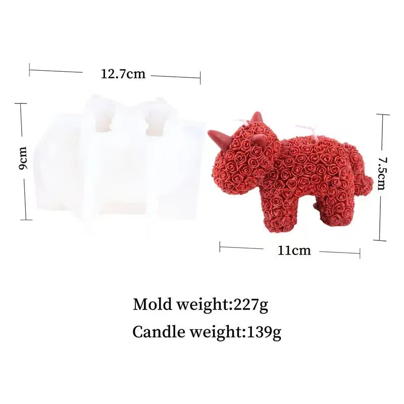 3D Rose Bear Silicone Candle Mold DIY Gift