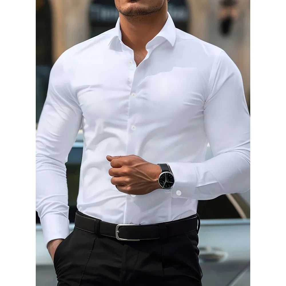 FGKKS Herren Casual Solid Langarmhemd