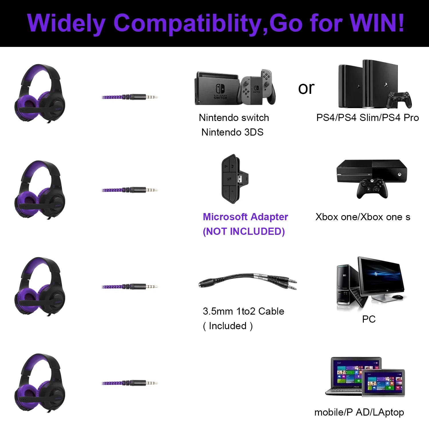 Wired Gaming Headset with Mic & Volume Control