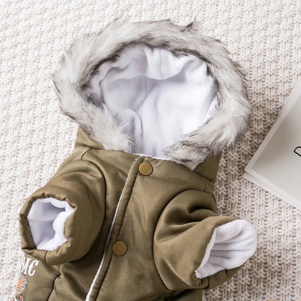 Winteroverall für Hunde im Driver-Stil mit Kapuze
