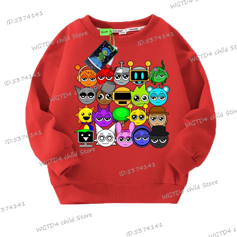 Sprunki Incredibox Kinder-Sweatshirt mit Cartoon-Motiv 