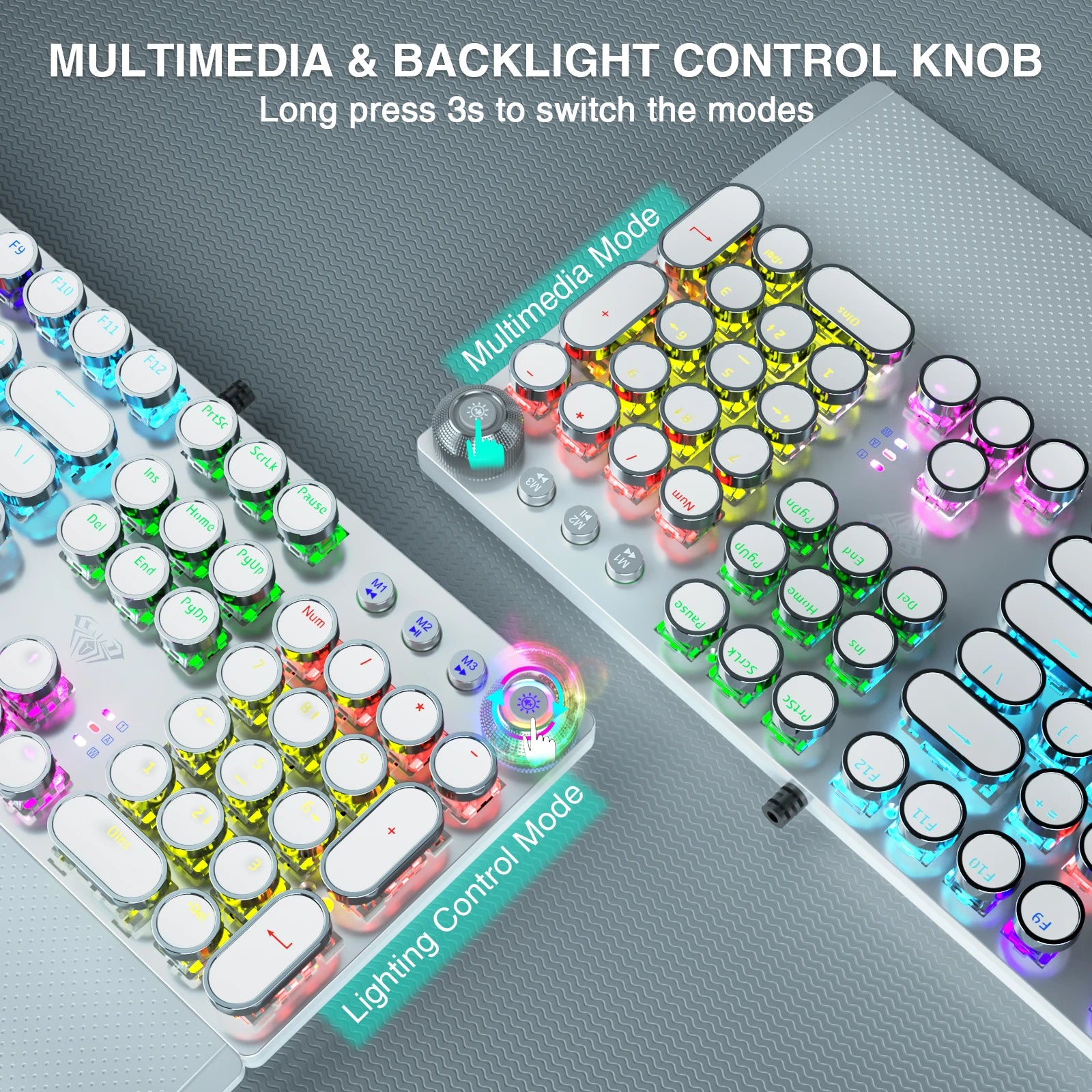 F2088 RGB-Gaming-Tastatur mit runden Tasten 104